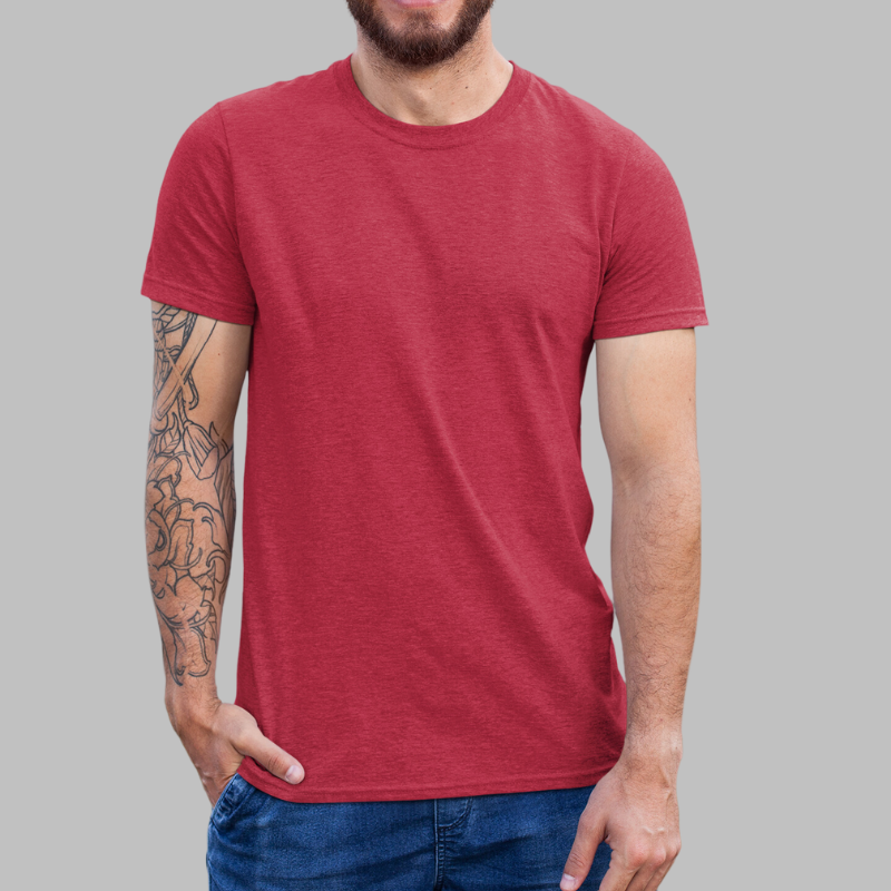 AR&B Round Neck T-Shirt - Regular Fit Half Sleeve - CARDINAL HTR, NAVY HTR, GREY HTR