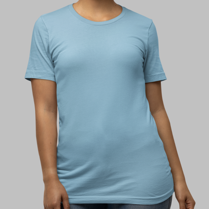 AR&B Women's Round Neck Half Sleeve T-Shirt - Regular Fit - Ocean Blue