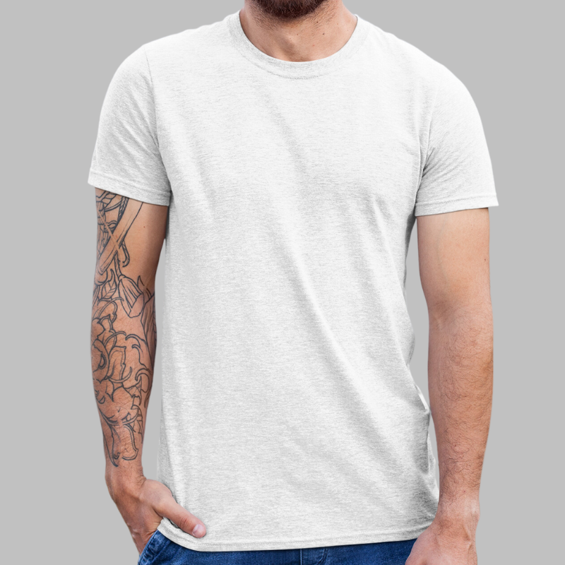 AR&B Round Neck Half Sleeve Regular Fit T-Shirt- GREY HEATHER, WHITE HEATHER