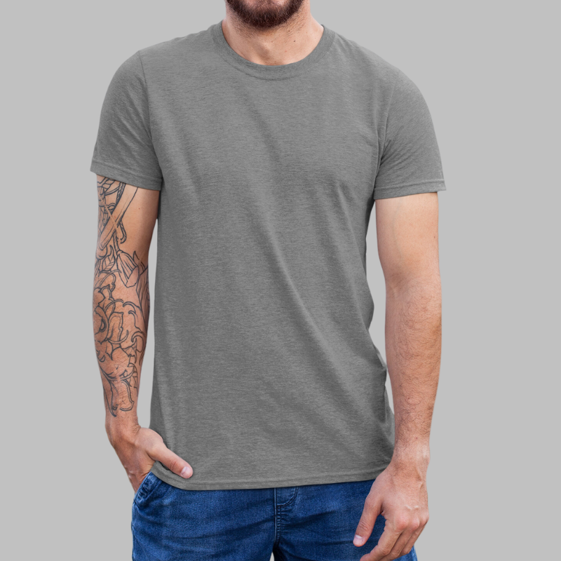 AR&B Round Neck Regular Fit T-Shirt - WHITE HTR, BLACK HTR, DARK GREY HTR