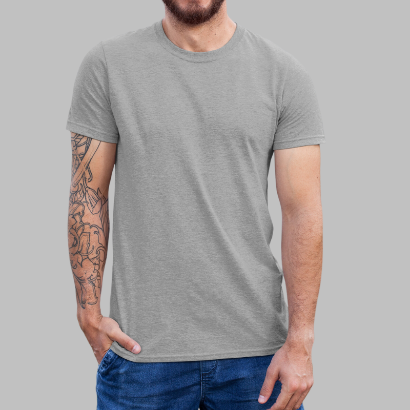 AR&B Round Neck T-Shirt - Regular Fit Half Sleeve - CARDINAL HTR, NAVY HTR, GREY HTR