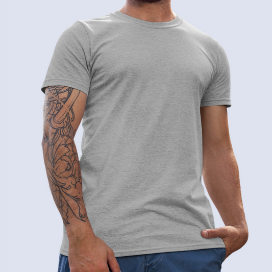 AR&B Round Neck Half Sleeve Regular Fit T-Shirt- GREY HEATHER, WHITE HEATHER