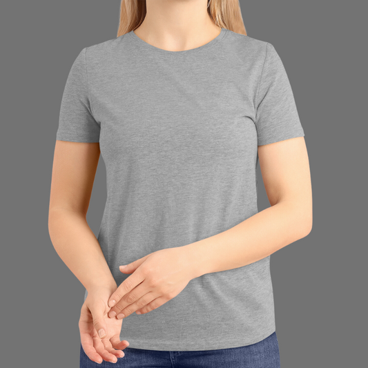 AR&B Women's Round Neck T-Shirt - Grey Heather Half Sleeve Regular Fit