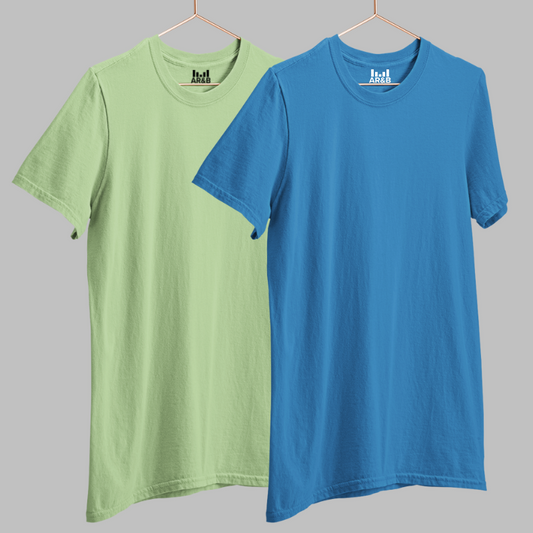 AR&B Round Neck Half Sleeve T-Shirt  Regular Fit - Kiwi Green & Royal Blue Combo