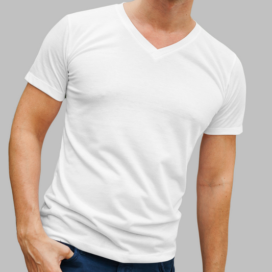 AR&B Men's V Neck Half Sleeve Regular Fit T-Shirt - White