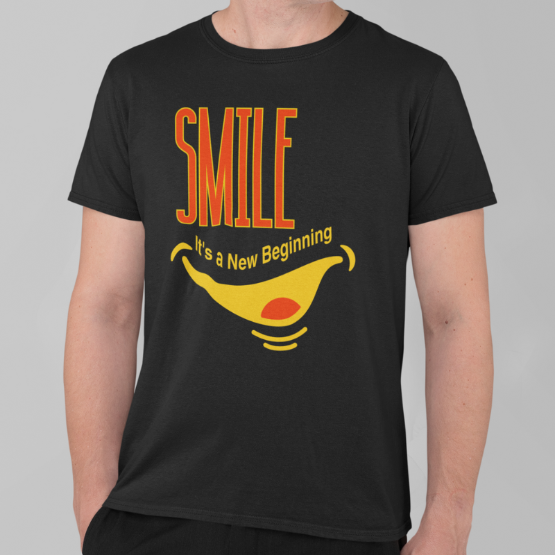 Smile Printed Regular Fit T-Shirt -  White, Kiwi Green, Ocean Blue, Black, Navy HTR