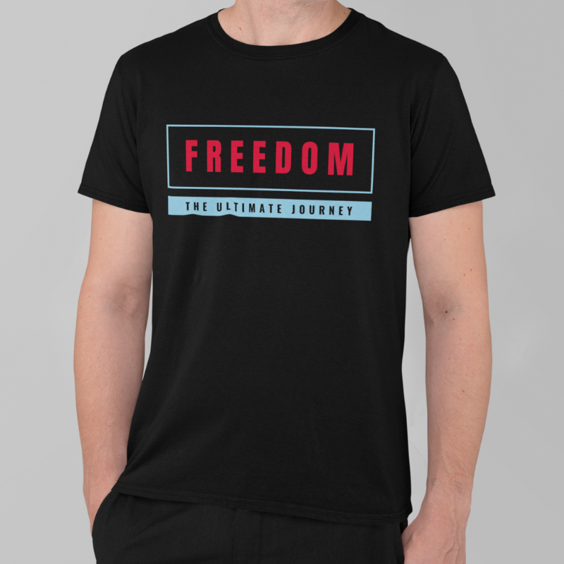 Freedom Printed Regular Fit T-Shirt - Black, Dark Navy Blue, Red, Olive Green, Maroon