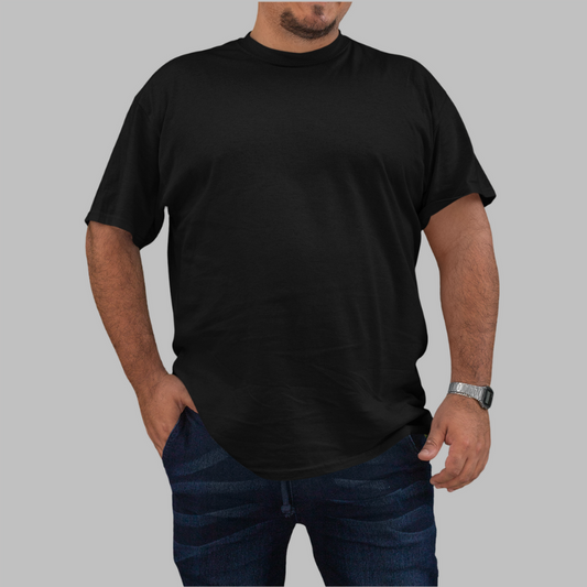 AR&B Men's Plus Size T-Shirt Round Neck Half Sleeve - Black