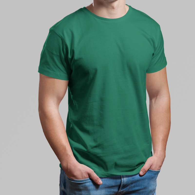 AR&B Round Neck Half Sleeve T-Shirt - Bottle Green, Cyan