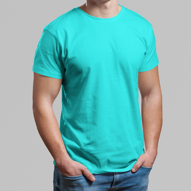 AR&B Round Neck Half Sleeve T-Shirt - Bottle Green, Cyan