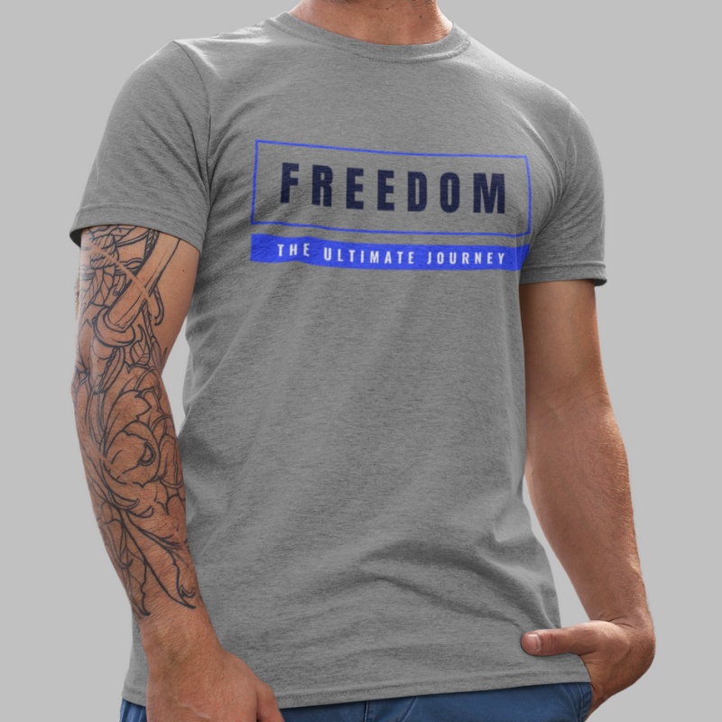 Freedom Printed Regular Fit T-Shirt - White, Ocean Blue, Kiwi green, Mint, Dark Grey HTR