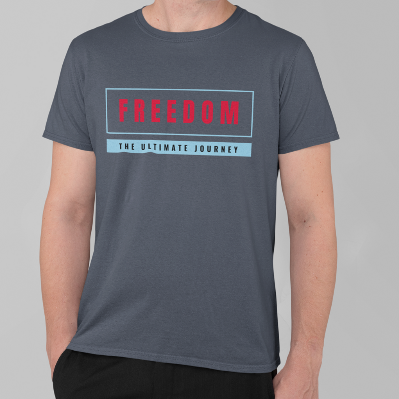 Freedom Printed Regular Fit T-Shirt - Black, Dark Navy Blue, Red, Olive Green, Maroon