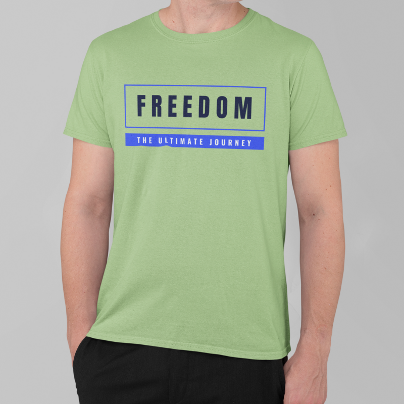 Freedom Printed Regular Fit T-Shirt - White, Ocean Blue, Kiwi green, Mint, Dark Grey HTR