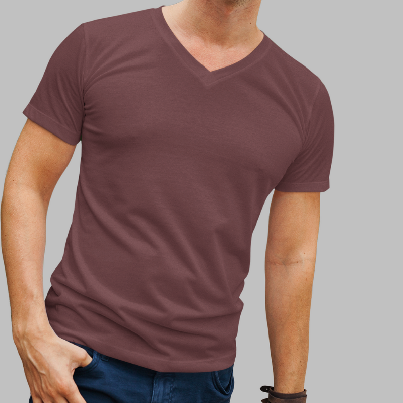 AR&B Men's V Neck Half Sleeve Regular Fit T-Shirt - Maroon