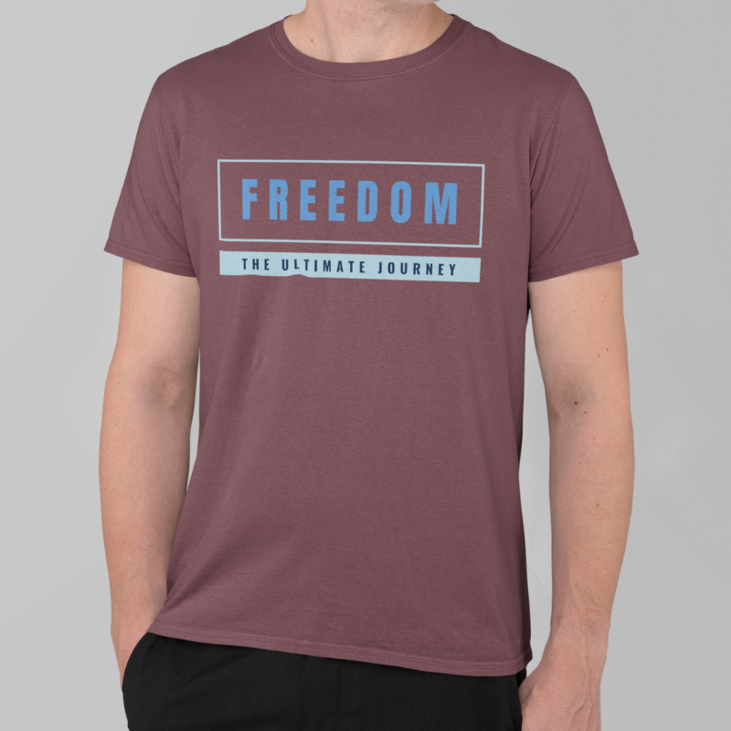 Freedom Printed Regular Fit T-Shirt - Black, Dark Navy Blue, Red, Olive Green, Maroon