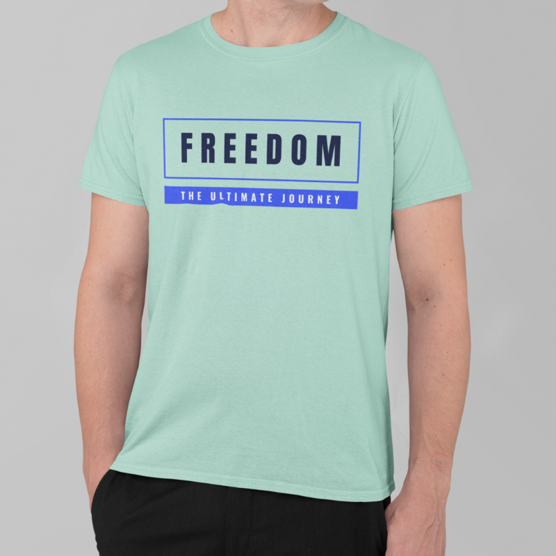 Freedom Printed Regular Fit T-Shirt - White, Ocean Blue, Kiwi green, Mint, Dark Grey HTR