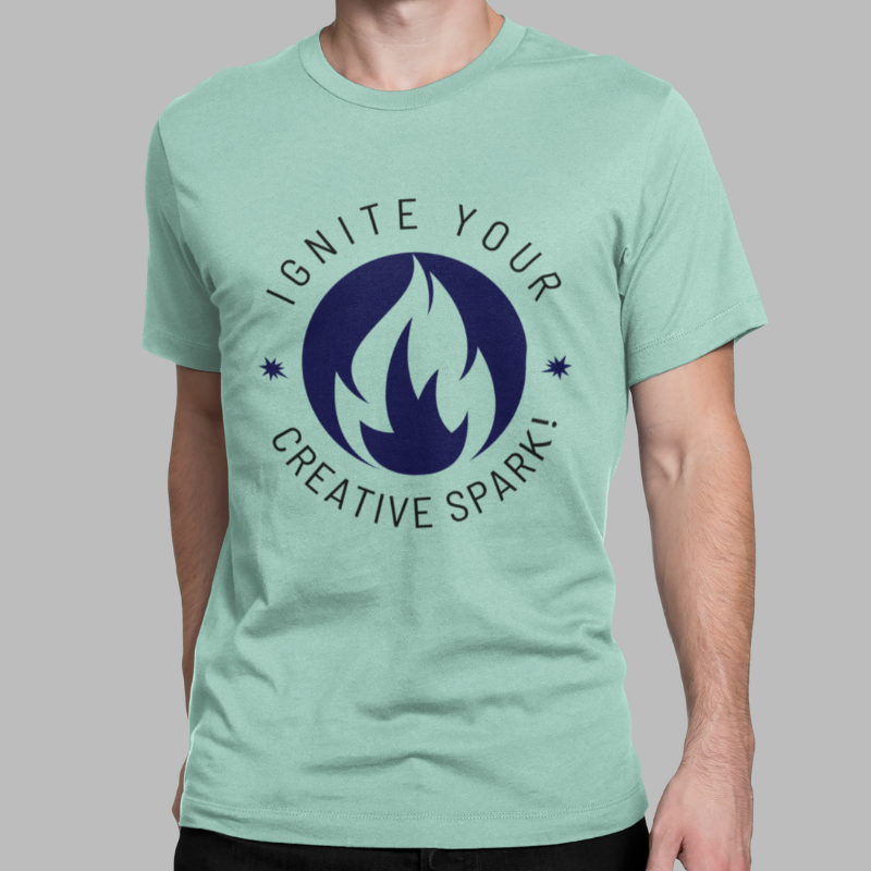 Ignite Your Creative Spark Printed Regular Fit T-Shirt - Mint, Royal Blue, Red, Navy Blue, Olive Green, Teal