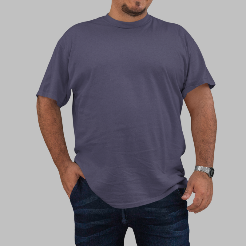 AR&B Men's Plus Size T-Shirt Round Neck Half Sleeve - Navy