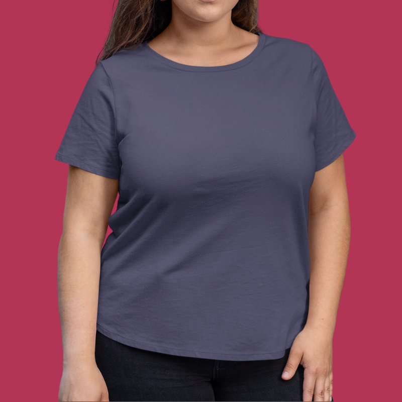 AR&B Women's Plus Size T-Shirt Round Neck Half Sleeve - Navy Blue