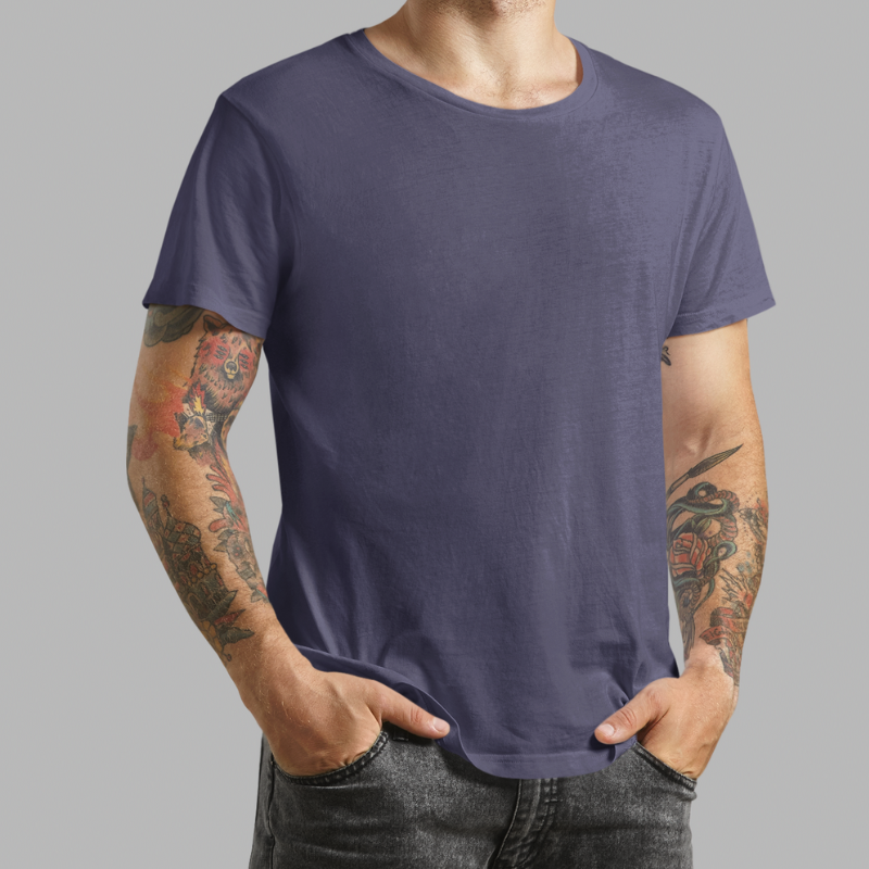 AR&B Round Neck Half Sleeve T-Shirt - Royal Blue, Navy Blue