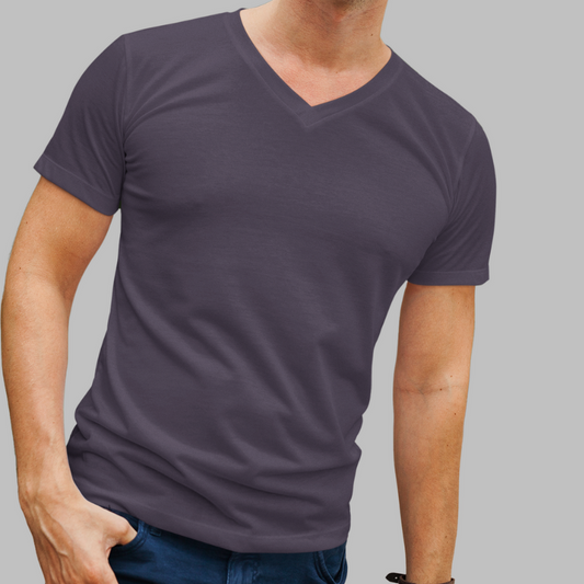 AR&B Men's V Neck Half Sleeve Regular Fit T-Shirt - Navy Blue