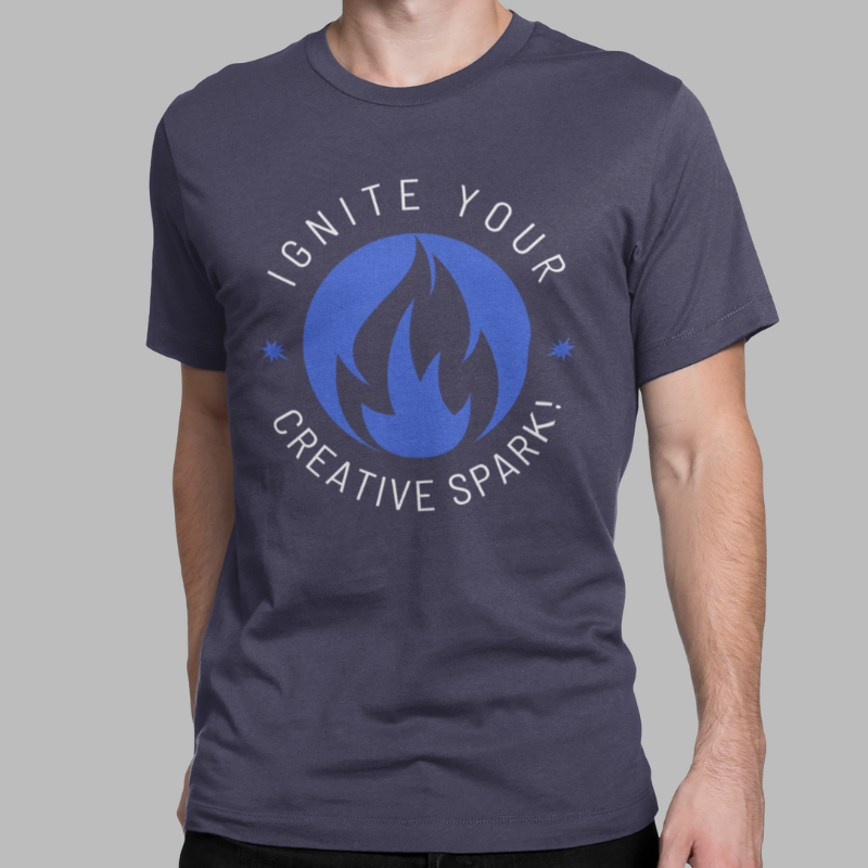 Ignite Your Creative Spark Printed Regular Fit T-Shirt - Mint, Royal Blue, Red, Navy Blue, Olive Green, Teal