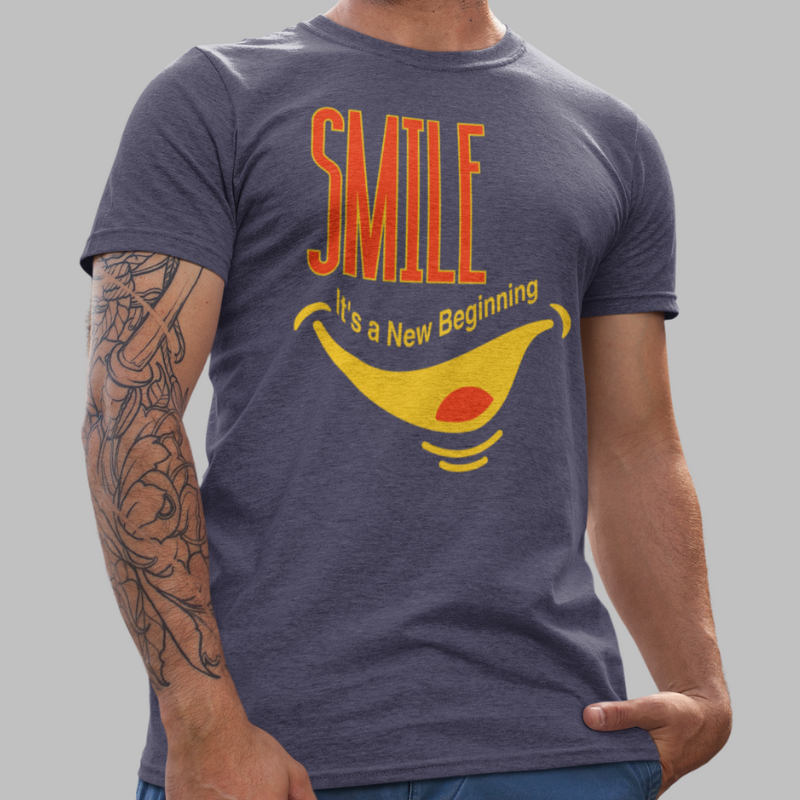 Smile Printed Regular Fit T-Shirt -  White, Kiwi Green, Ocean Blue, Black, Navy HTR