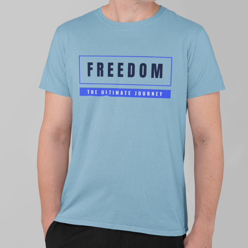 Freedom Printed Regular Fit T-Shirt - White, Ocean Blue, Kiwi green, Mint, Dark Grey HTR