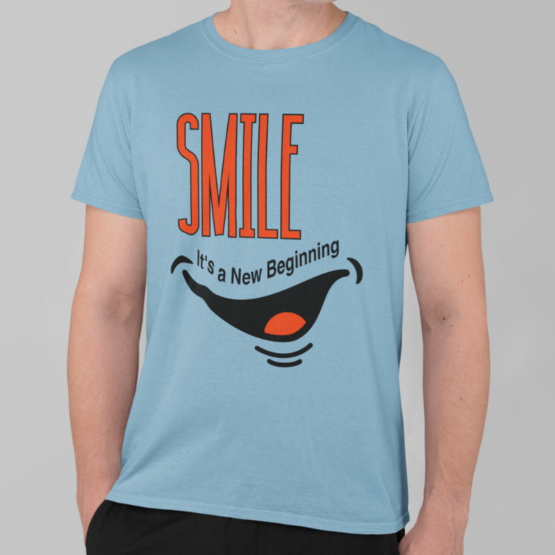 Smile Printed Regular Fit T-Shirt -  White, Kiwi Green, Ocean Blue, Black, Navy HTR