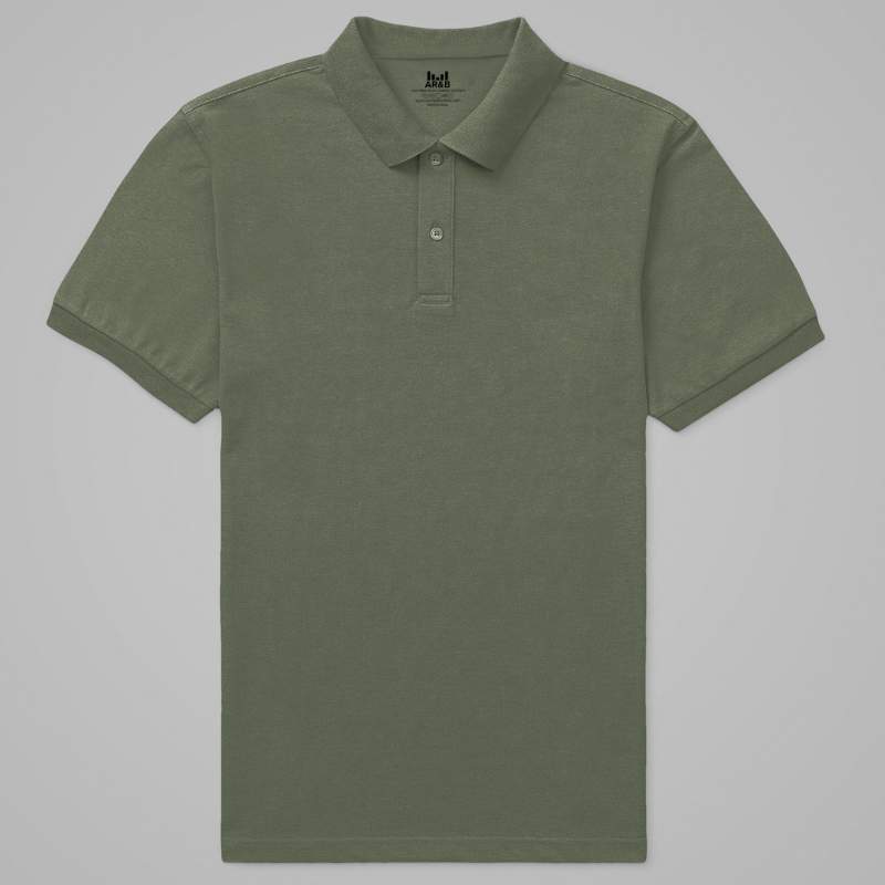 AR&B Premium Polo T-Shirt – Half Sleeve – Rib Collar and Cuff - Olive Green Regular Fit