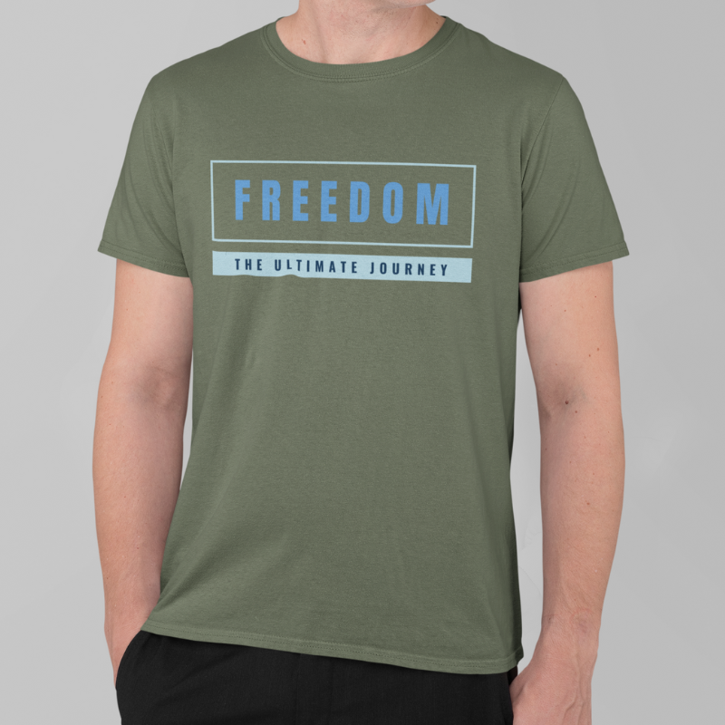 Freedom Printed Regular Fit T-Shirt - Black, Dark Navy Blue, Red, Olive Green, Maroon