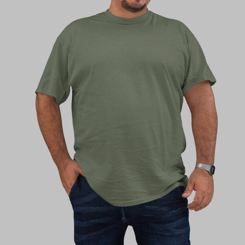 AR&B Men's Plus Size T-Shirt Round Neck Half Sleeve - Olive Green