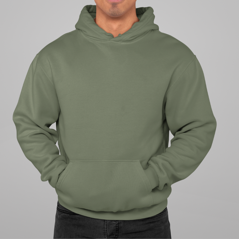 AR&B Men's Pullover Hoodie - Long Sleeve Regular Fit - Olive Green