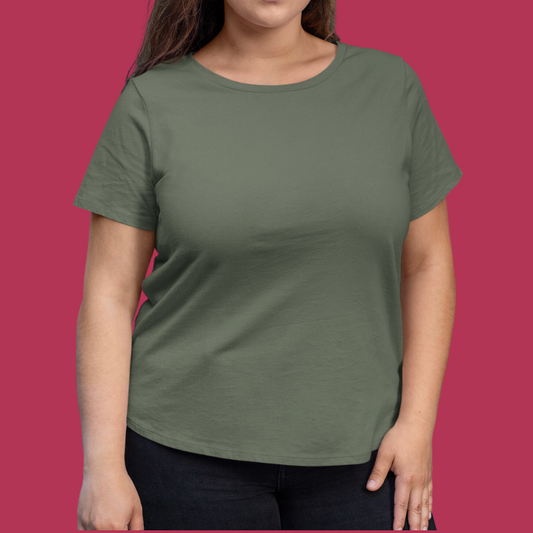 AR&B Women's Plus Size T-Shirt Round Neck Half Sleeve - Olive Green