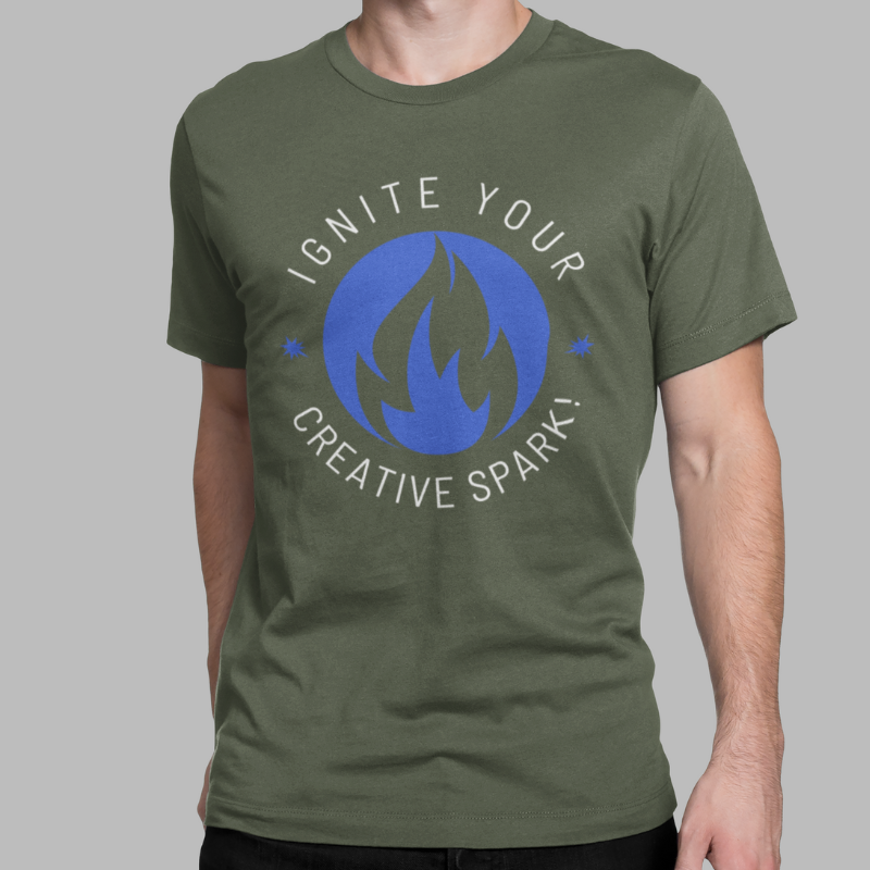 Ignite Your Creative Spark Printed Regular Fit T-Shirt - Mint, Royal Blue, Red, Navy Blue, Olive Green, Teal