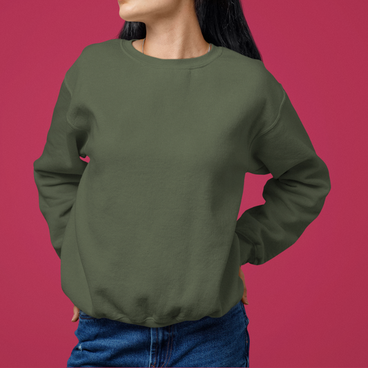 AR&B Women's Crew Neck Sweatshirt - Long Sleeve Regular Fit - Olive Green