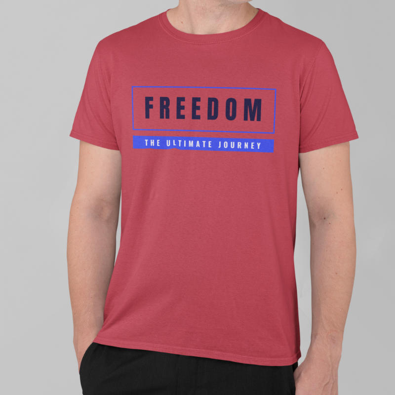 Freedom Printed Regular Fit T-Shirt - Black, Dark Navy Blue, Red, Olive Green, Maroon