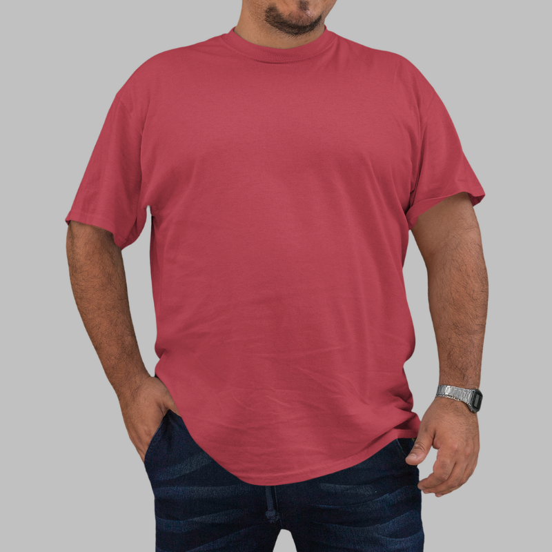 AR&B Men's Plus Size T-Shirt Round Neck Half Sleeve - Red