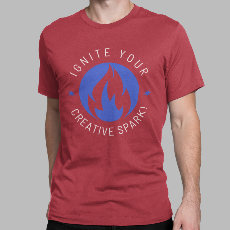 Ignite Your Creative Spark Printed Regular Fit T-Shirt - Mint, Royal Blue, Red, Navy Blue, Olive Green, Teal