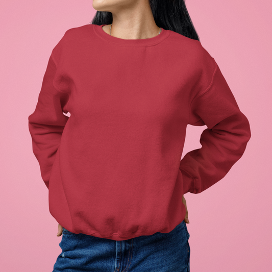 AR&B Women's Crew Neck Sweatshirt - Long Sleeve Regular Fit - Red