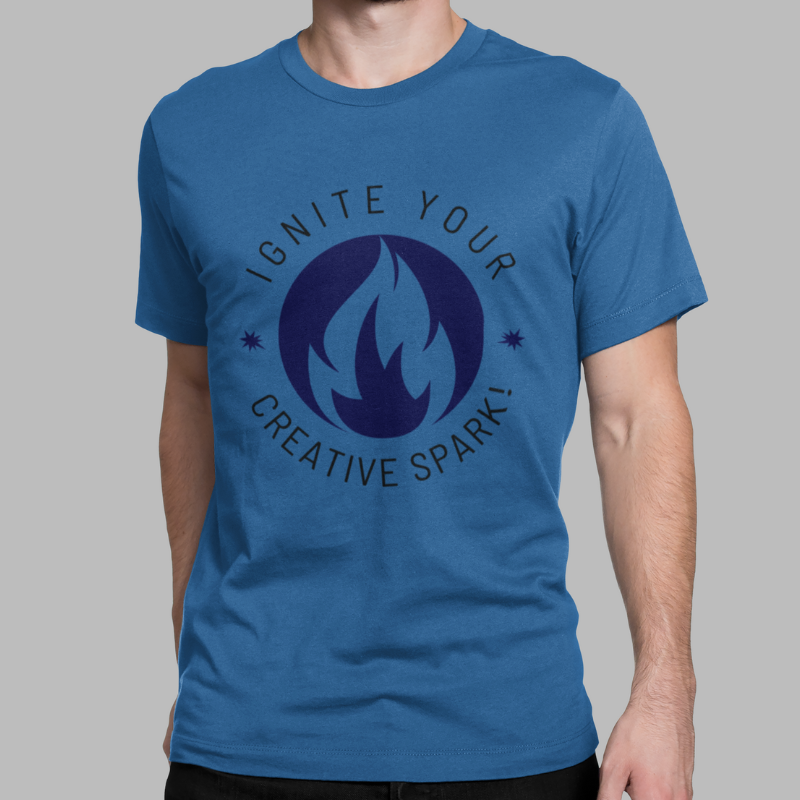 Ignite Your Creative Spark Printed Regular Fit T-Shirt - Mint, Royal Blue, Red, Navy Blue, Olive Green, Teal