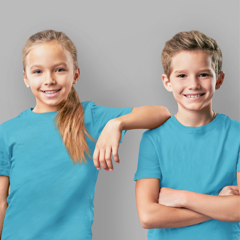 AR&B Kids Round Neck T-Shirts - Sky Blue