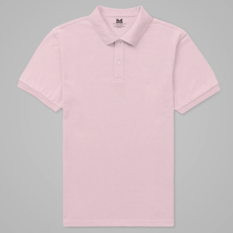 AR&B Premium Polo T-Shirt – Half Sleeve – Rib Collar and Cuff - Soft Pink Regular Fit