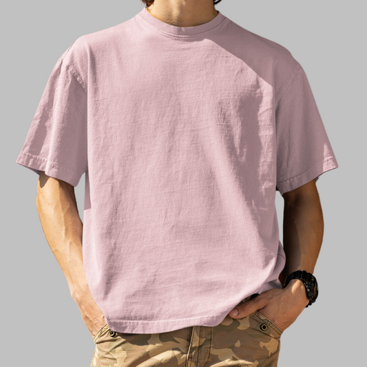 AR&B Oversized T-Shirts - Round Neck Drop Shoulder - Soft Pink