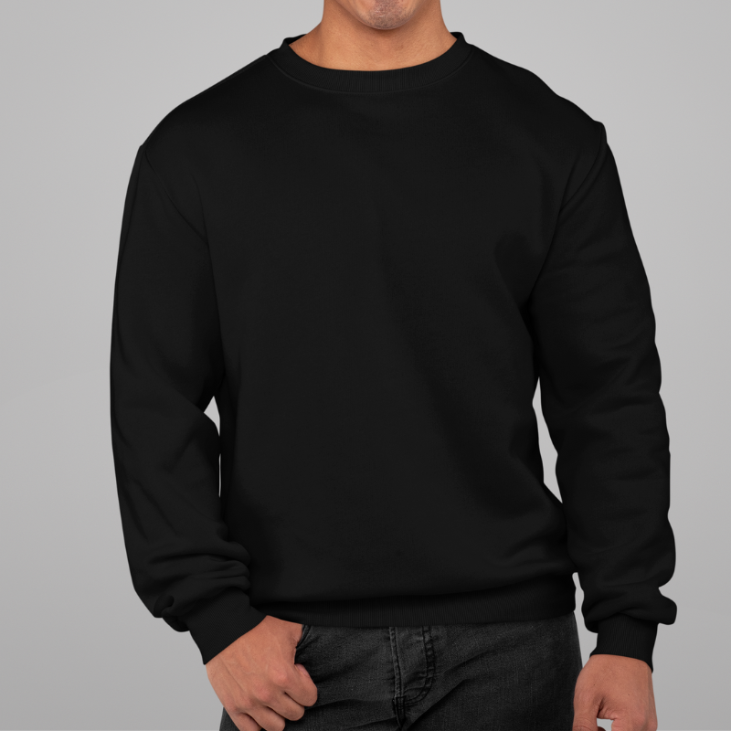 AR&B Men's Crew Neck Sweatshirt - Long Sleeve Regular Fit - Black