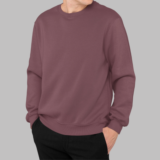 AR&B Men's Crew Neck Sweatshirt - Long Sleeve Regular Fit - Maroon