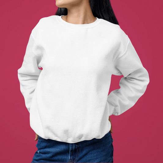 AR&B Women's Crew Neck Sweatshirt - Long Sleeve Regular Fit - White