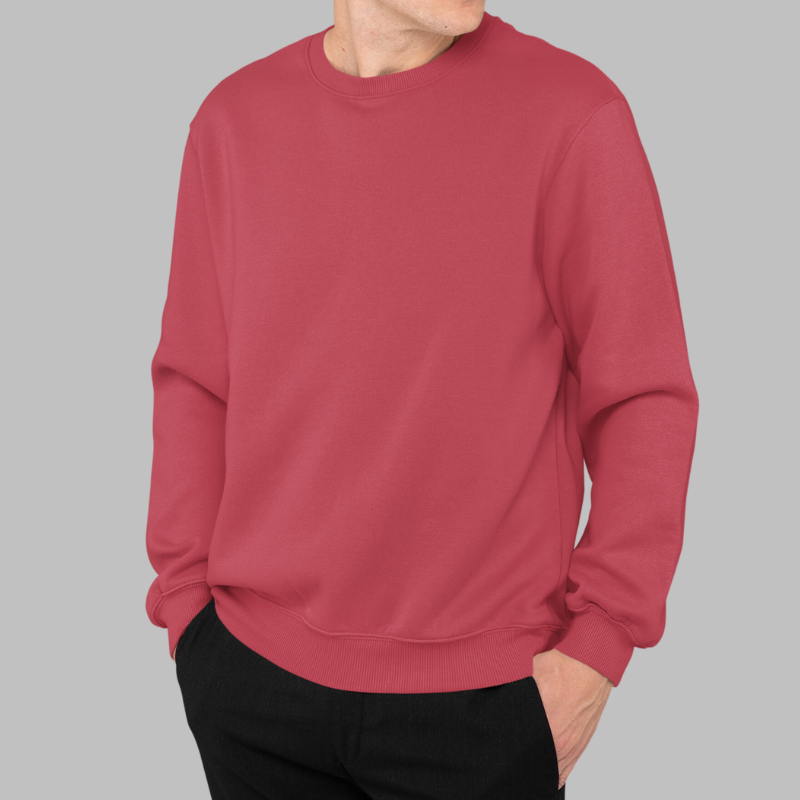 AR&B Men's Crew Neck Sweatshirt - Long Sleeve Regular Fit - Red