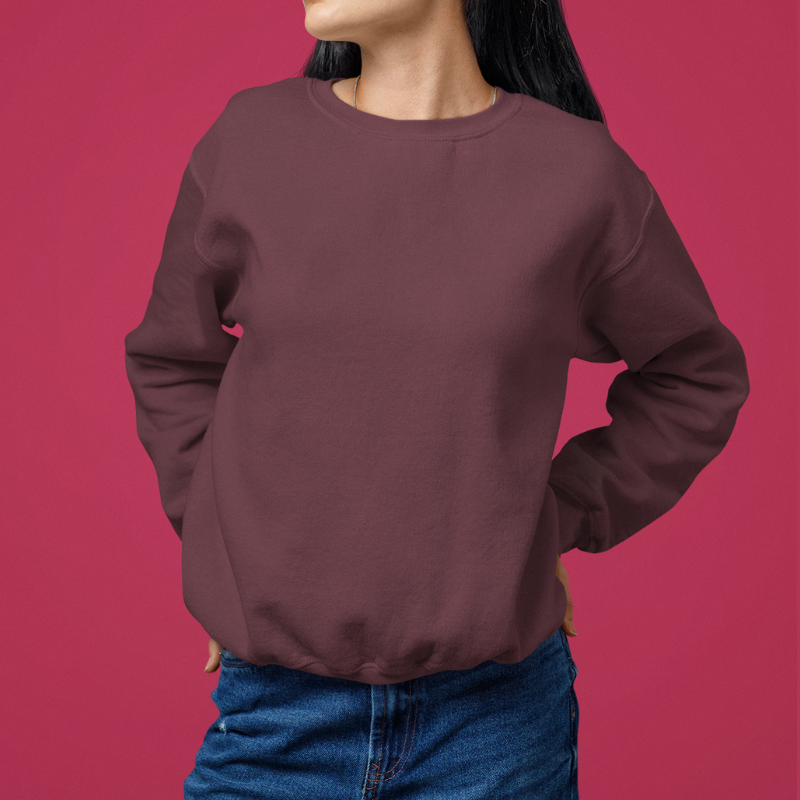 AR&B Women's Crew Neck Sweatshirt - Long Sleeve Regular Fit - Maroon