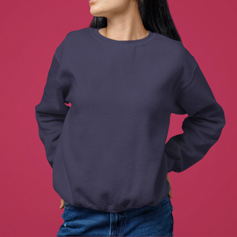 AR&B Women's Crew Neck Sweatshirt - Long Sleeve Regular Fit - Navy Blue